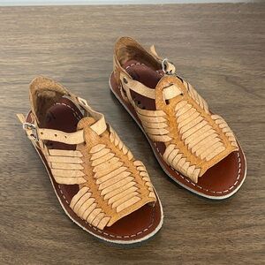 Kids Tan Braided Leather Sandals - Classic Huarache Style